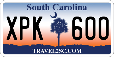 SC license plate XPK600