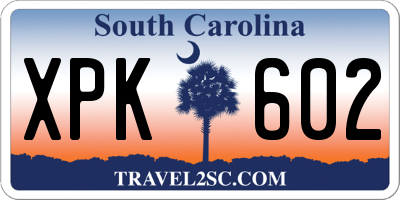 SC license plate XPK602