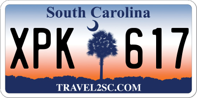 SC license plate XPK617
