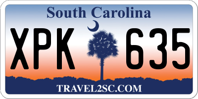 SC license plate XPK635