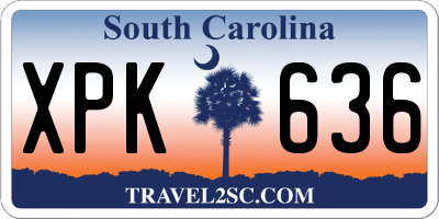 SC license plate XPK636