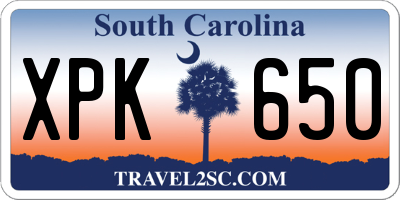 SC license plate XPK650