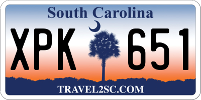 SC license plate XPK651