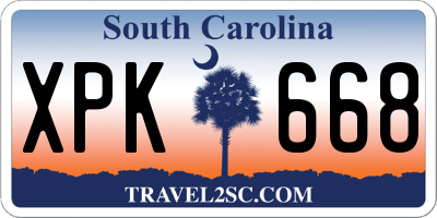 SC license plate XPK668