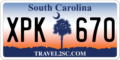 SC license plate XPK670