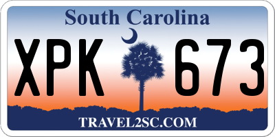 SC license plate XPK673