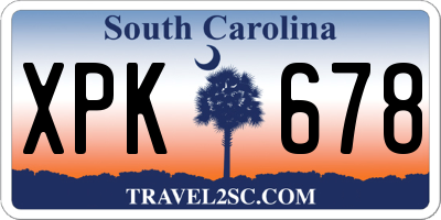 SC license plate XPK678