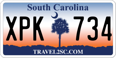 SC license plate XPK734