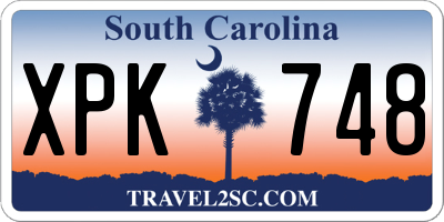 SC license plate XPK748