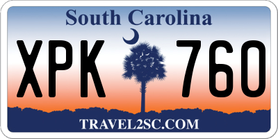 SC license plate XPK760