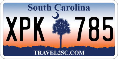 SC license plate XPK785