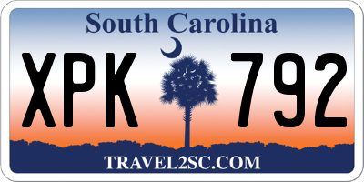 SC license plate XPK792