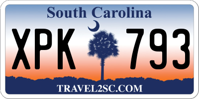 SC license plate XPK793