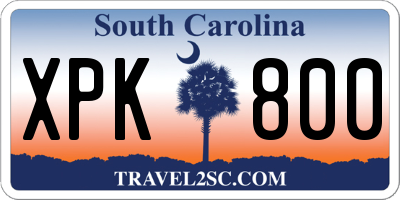 SC license plate XPK800