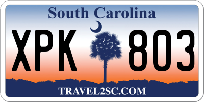 SC license plate XPK803