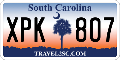 SC license plate XPK807