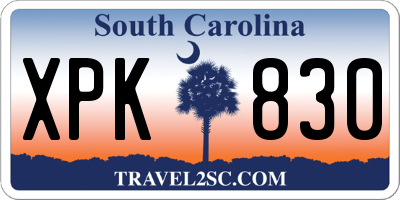 SC license plate XPK830