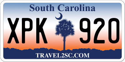 SC license plate XPK920
