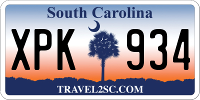 SC license plate XPK934