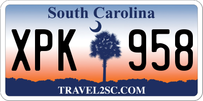 SC license plate XPK958