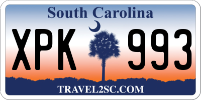 SC license plate XPK993