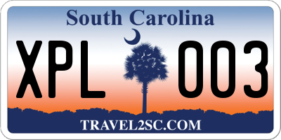 SC license plate XPL003