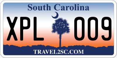 SC license plate XPL009