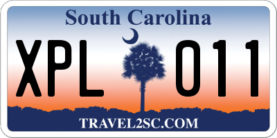 SC license plate XPL011