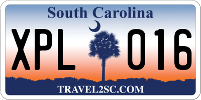 SC license plate XPL016