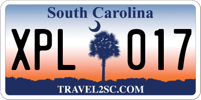 SC license plate XPL017