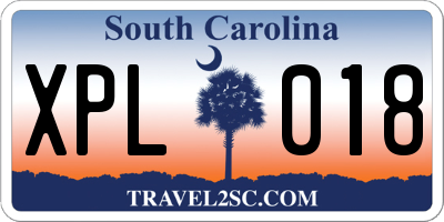 SC license plate XPL018