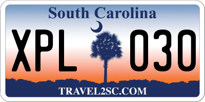 SC license plate XPL030