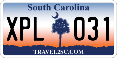 SC license plate XPL031