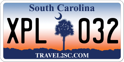 SC license plate XPL032