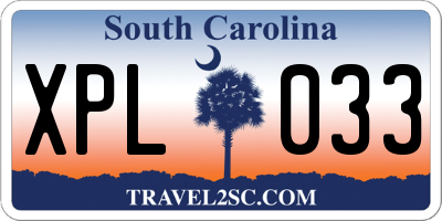 SC license plate XPL033