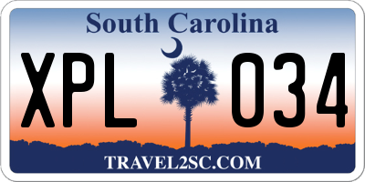 SC license plate XPL034