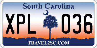 SC license plate XPL036