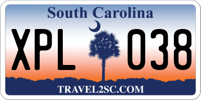 SC license plate XPL038