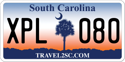 SC license plate XPL080