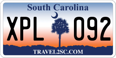 SC license plate XPL092