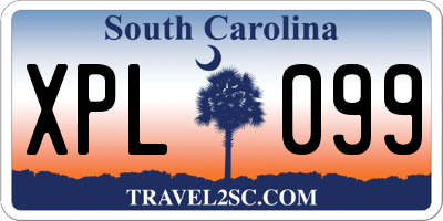 SC license plate XPL099