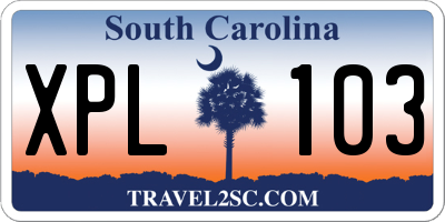SC license plate XPL103