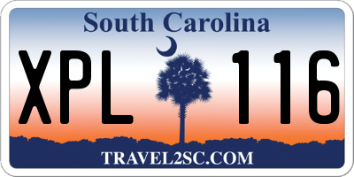 SC license plate XPL116