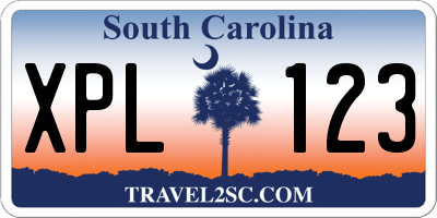 SC license plate XPL123
