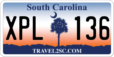 SC license plate XPL136