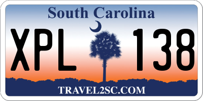 SC license plate XPL138