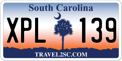 SC license plate XPL139