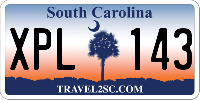 SC license plate XPL143