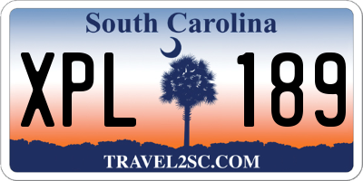SC license plate XPL189