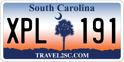 SC license plate XPL191